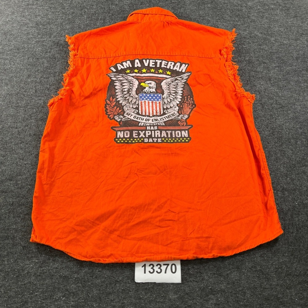 Milwaukee Performance Vest Mens XL Orange Good Veteran Graphic Denim Cutoff